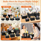 8Pcs Black Acrylic Buffet Risers with Mini Sign and Marker, Black Acrylic Risers for Party Catering Dessert, alternate view 3