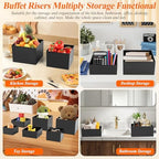 8Pcs Black Acrylic Buffet Risers with Mini Sign and Marker, Black Acrylic Risers for Party Catering Dessert, alternate view 4