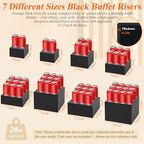 8Pcs Black Acrylic Buffet Risers with Mini Sign and Marker, Food Display Risers for Party Catering Dessert, alternate view 2