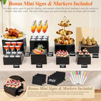 8Pcs Black Acrylic Buffet Risers with Mini Sign and Marker, Food Display Risers for Party Catering Dessert, alternate view 6