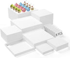 8PCS Buffet Risers, Acrylic Large Food Risers with Mini Signs, Buffet Table Acrylic Cube Display Stands Box