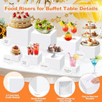 8PCS Buffet Risers, White Acrylic Risers for Buffet Table with Mini Sign in White, alternate view 4