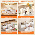 8PCS Buffet Risers, White Acrylic Risers for Buffet Table with Mini Sign in White, alternate view 7