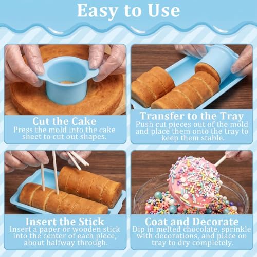 8pcs Cake Pop Mold Kit, Cakesicle Cutter Mold Baking Kit (Blue) in Blue, alternate view 4