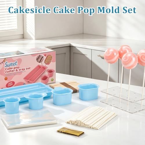 8pcs Cake Pop Mold Kit, Cakesicle Cutter Mold Baking Kit (Blue) in Blue, alternate view 7
