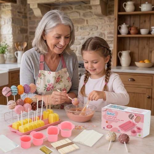 8pcs CaKe Pop Mold Kit, Cakesicle Cutter Mold Baking Kit (Pink) in Pink, alternate view 2