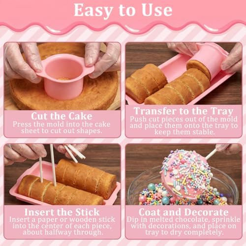 8pcs CaKe Pop Mold Kit, Cakesicle Cutter Mold Baking Kit (Pink) in Pink, alternate view 4