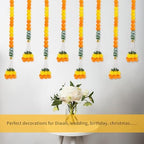 8PCS Diwali Artificial Marigold Garland for Home Weeding Party Decorations, alternate view 4