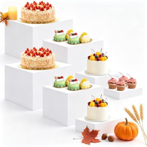 8Pcs Elegant White Buffet Risers For Party Acrylic Stand in white