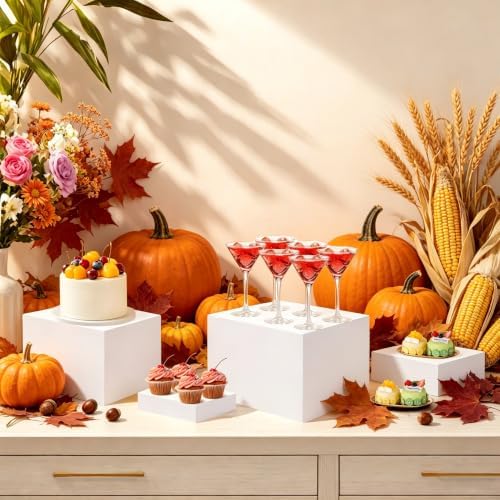 8Pcs Elegant White Buffet Risers For Party Acrylic Stand in white, alternate view 3