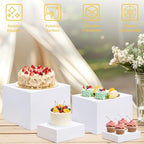 8Pcs Elegant White Buffet Risers For Party Acrylic Stand in white, alternate view 7