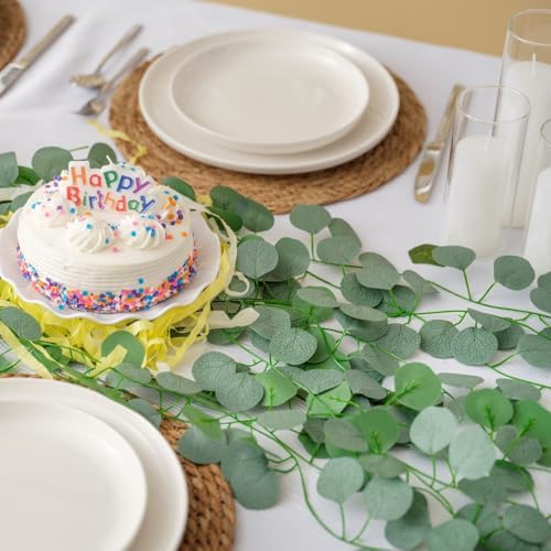 8Pcs Eucalyptus Garland, Artificial Eucalyptus Leaves Table Greenery Garland Wreath Spring Vines for Wedding, alternate view