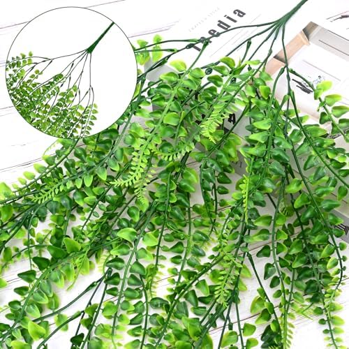 8Pcs Fake Ferns Fake Hanging Plants Artificial Ferns Vine Greenery, alternate view 3