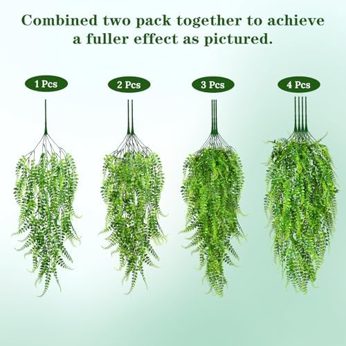 8Pcs Fake Ferns Fake Hanging Plants Artificial Ferns Vine Greenery, alternate view 7