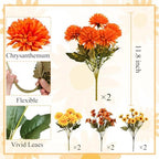 8Pcs Fake Flowers Artificial Mums for Outdoors, UV Resistant Faux Mums for Outdoor Planters Realistic, alternate view 2