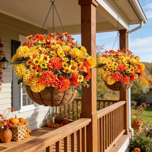 8Pcs Fake Flowers Artificial Mums for Outdoors, UV Resistant Faux Mums for Outdoor Planters Realistic, alternate view 4