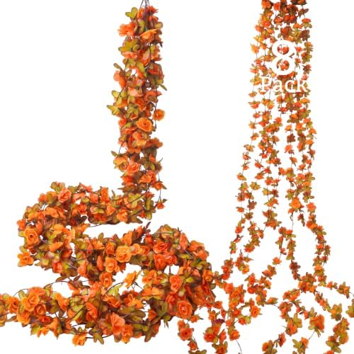 8Pcs Fall Garland, 8.2FT Artificial Flower Vines for Fall Decor
