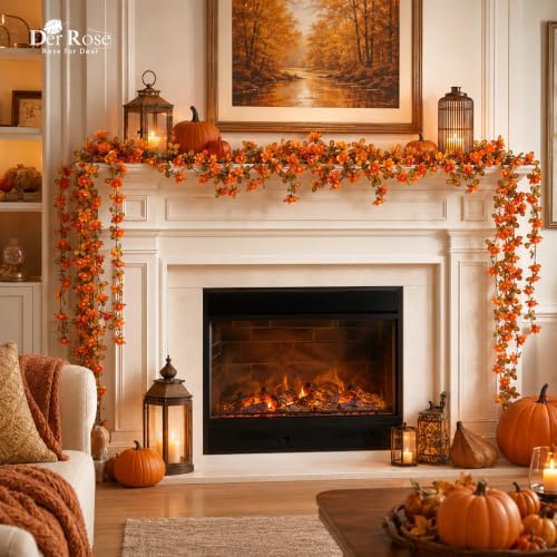 8Pcs Fall Garland, 8.2FT Artificial Flower Vines for Fall Decor, alternate view 2