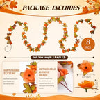 8Pcs Fall Garland, 8.2FT Artificial Flower Vines for Fall Decor, alternate view 3