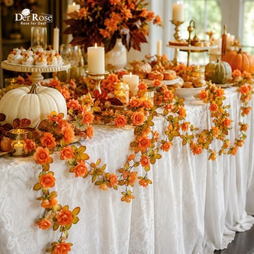 8Pcs Fall Garland, 8.2FT Artificial Flower Vines for Fall Decor, alternate view 7
