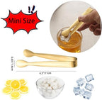 8PCS Gold Mini Metal Tongs,4.3"/11cm, Stainless Steel 304, for Ice Cube, Sugar in Gold, alternate view 3