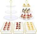 8PCS Gold-Rim Cake Plastic Dessert Display Stands Sets for Party in white