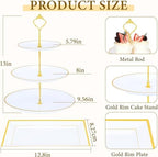 8PCS Gold-Rim Cake Plastic Dessert Display Stands Sets for Party in white, alternate view 3