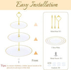 8PCS Gold-Rim Cake Plastic Dessert Display Stands Sets for Party in white, alternate view 4