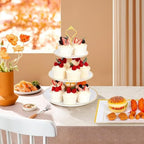 8PCS Gold-Rim Cake Plastic Dessert Display Stands Sets for Party in white, alternate view 5