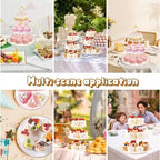 8PCS Gold-Rim Cake Plastic Dessert Display Stands Sets for Party in white, alternate view 6