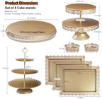 8Pcs Metal Set with 14 inch Round for Large Cakes, 2-Tier & 3-Tier Dessert Stands, Lace Edge Serving Trays, alternate view 3