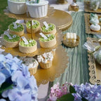 8Pcs Metal Set with 14 inch Round for Large Cakes, 2-Tier & 3-Tier Dessert Stands, Lace Edge Serving Trays, alternate view 4