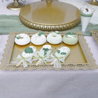 8Pcs Metal Set with 14 inch Round for Large Cakes, 2-Tier & 3-Tier Dessert Stands, Lace Edge Serving Trays, alternate view 5