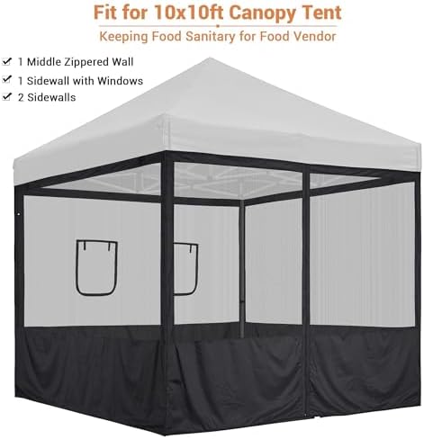 8Pcs Pop Up Canopy Half Mesh Sidewall with Window 10x10Ft for Food in 10x10Ft, alternate view 4
