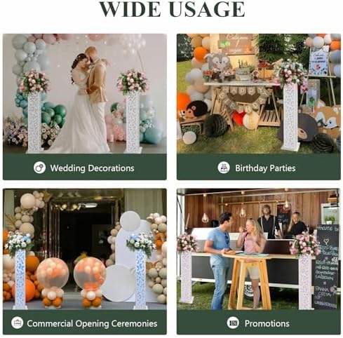 8PCS Tall Roman Column White Wedding Column w/LED Light Flower Pot Columns Decor Stand Flower Pot Columns Decor, alternate