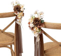 8pcs Wedding Artificial Aisle Pew Flowers, Brown Soft Peach in Brn- Earth Brown & Butter Yellow