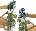 8pcs Wedding Artificial Aisle Pew Flowers, Dusty Blue & Navy in Blu- Dusty Blue & Navy