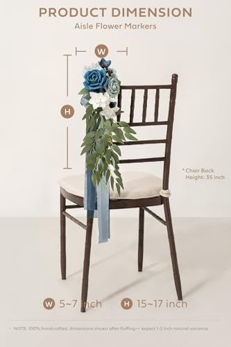 8pcs Wedding Artificial Aisle Pew Flowers, Dusty Blue & Navy in Blu- Dusty Blue & Navy, alternate view 6