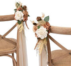 8pcs Wedding Artificial Aisle Pew Flowers, Earth Brown Beige in Brn- Earth Brown & Tawny Beige