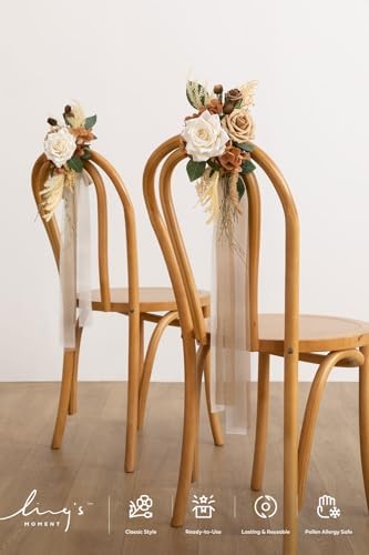 8pcs Wedding Artificial Aisle Pew Flowers, Earth Brown Beige in Brn- Earth Brown & Tawny Beige, alternate view 2