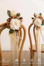 8pcs Wedding Artificial Aisle Pew Flowers, Earth Brown Beige in Brn- Earth Brown & Tawny Beige, alternate view 3