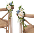 8pcs Wedding Artificial Aisle Pew Flowers, Tawny Beige Brown in Brn- Tawny Beige & Earth Brown & Blue