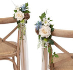 8pcs Wedding Artificial Aisle Pew Flowers, Tawny Beige Brown in Brn- Tawny Beige & Earth Brown & Blue