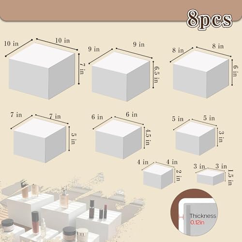 8PCS white Acrylic Buffet Display Risers 3in to 10in in 3in to 10in white, alternate view 2