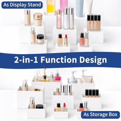 8Pcs White Acrylic Buffet Risers, Buffet Table Risers and Stands, Food Risers Display Shelf for Party Catering, alternate
