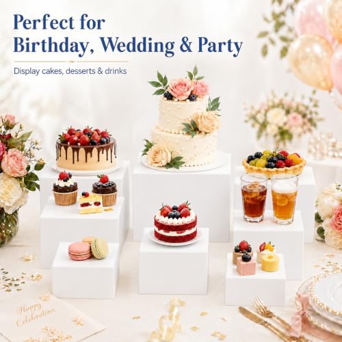 8Pcs White Acrylic Buffet Risers, Buffet Table Risers and Stands, Food Risers Display Shelf for Party Catering, alternate