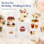 8Pcs White Acrylic Buffet Risers, Buffet Table Risers and Stands, Food Risers Display Shelf for Party Catering, alternate