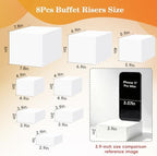 8Pcs White Buffet Risers with Mini Table Sign, Marker and Serving Tongs, Acrylic Food Risers for Buffet Table, alternate view