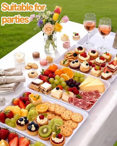 8PCS White Plastic Serving Trays for BBQ, Picnic, Party, Wedding in White, alternate view 5