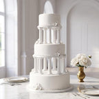 8pcs White Roman Column Pillars, Tiered Cake Support Stands in White, alternate view 2